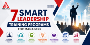 Corporate banner showing smart leadership training programs for managers with professional business growth design