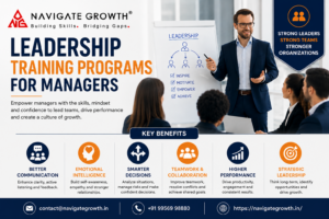 Leadership training programs for managers banner for managers showing business growth and team collaboration
