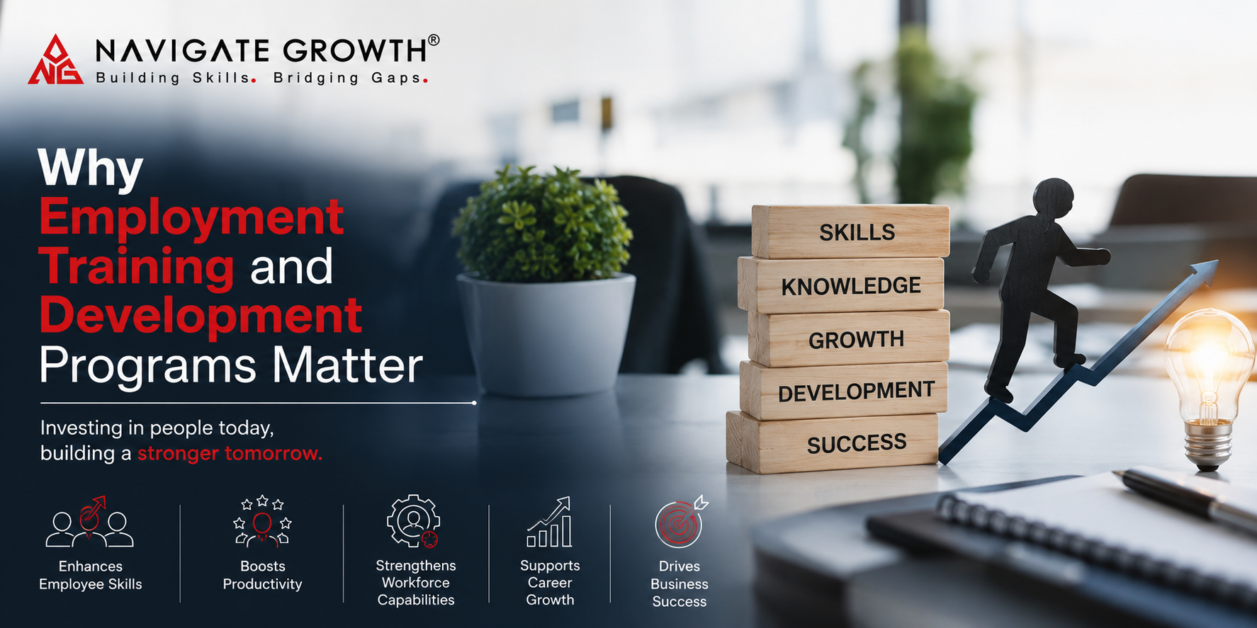 Employment training and development programs help employees improve skills, increase productivity, and achieve career growth